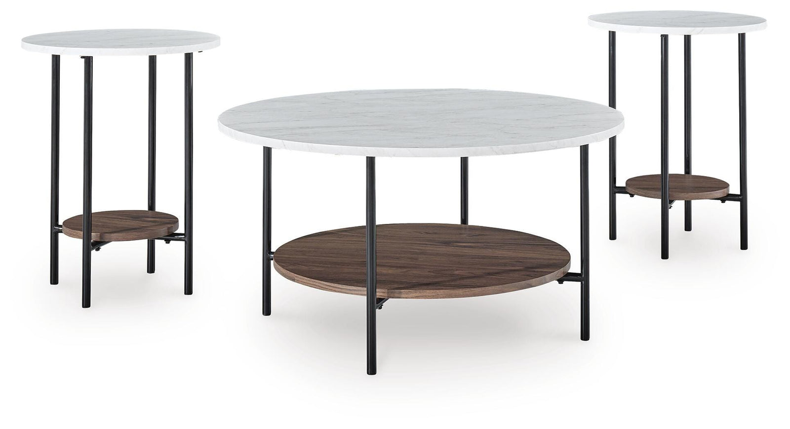Wrenwich Table (Set of 3) - Brown/Black/White (T167-SI)