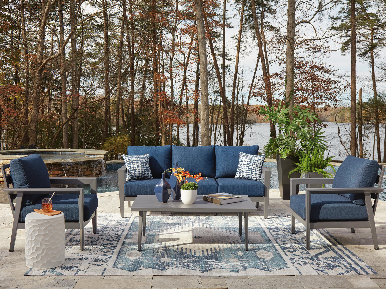 Gali Outdoor Sofa/Chairs/Table Set (Set of 4) (P275-SI) - Image 2