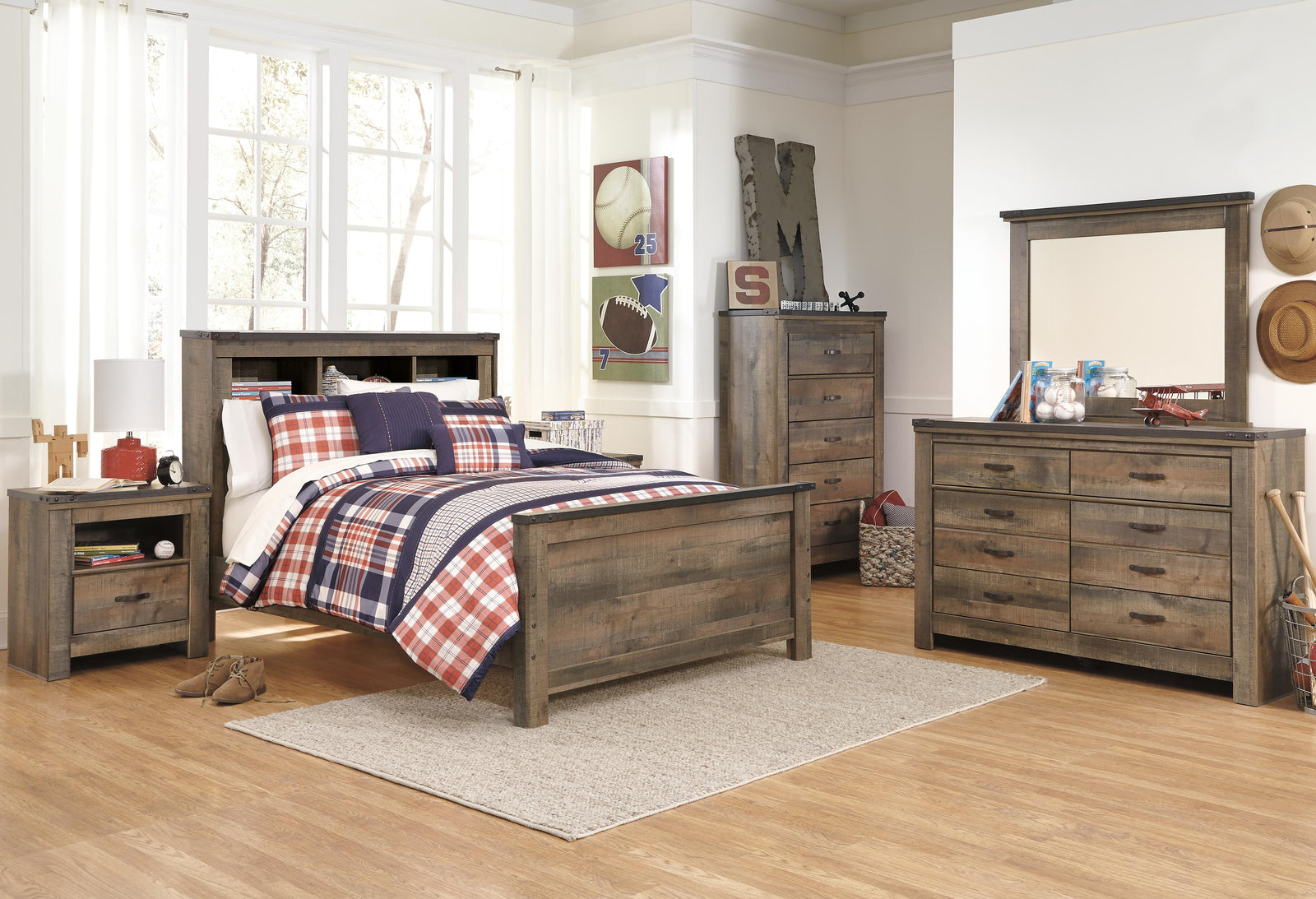 Trinell Bookcase Panel Bed (Youth) - Brown (B446-SI) - Image 4