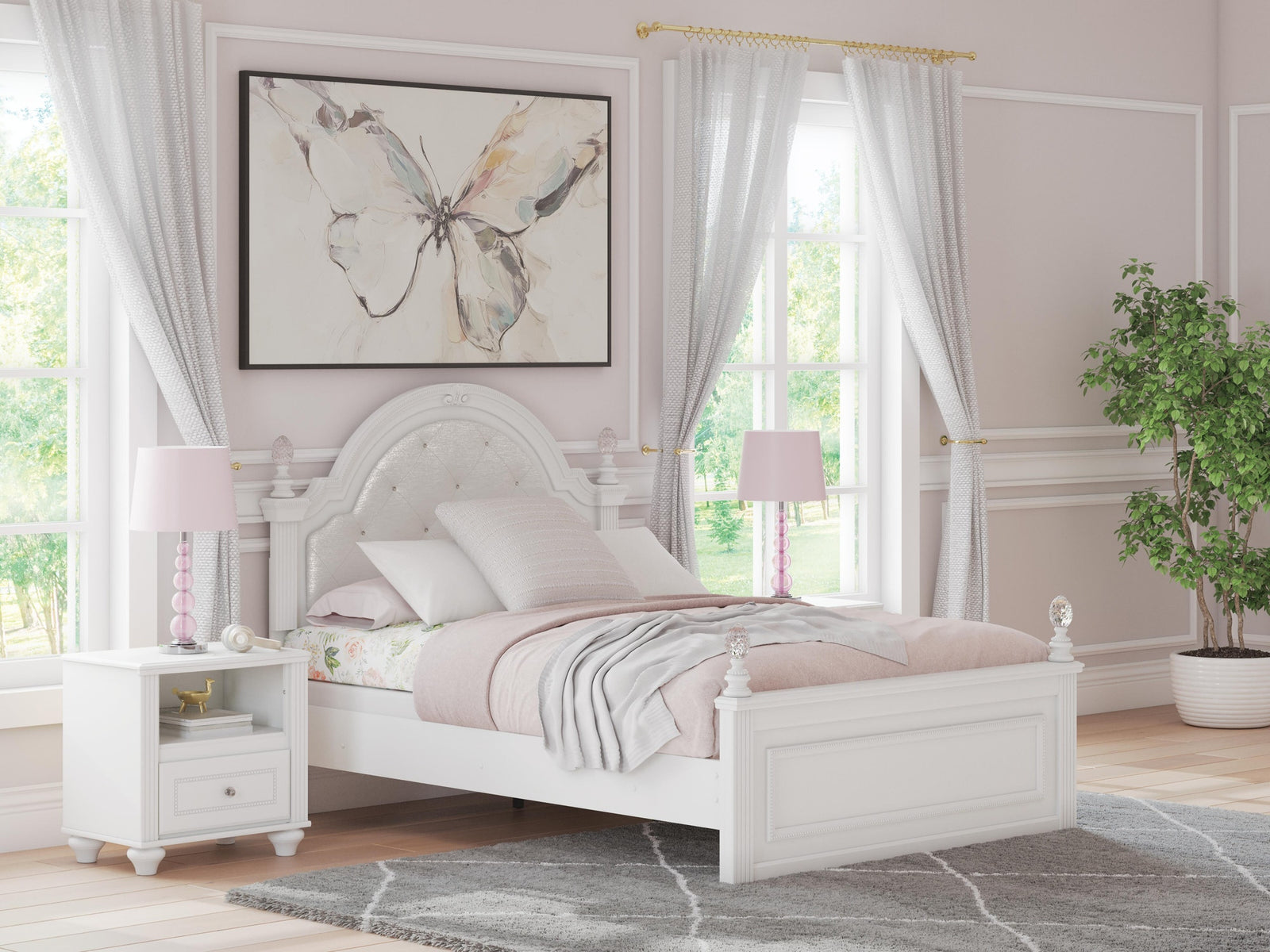 Kozlani Full Upholstered Panel Bed, Dresser and Mirror (PCB1819-SI) - Image 13