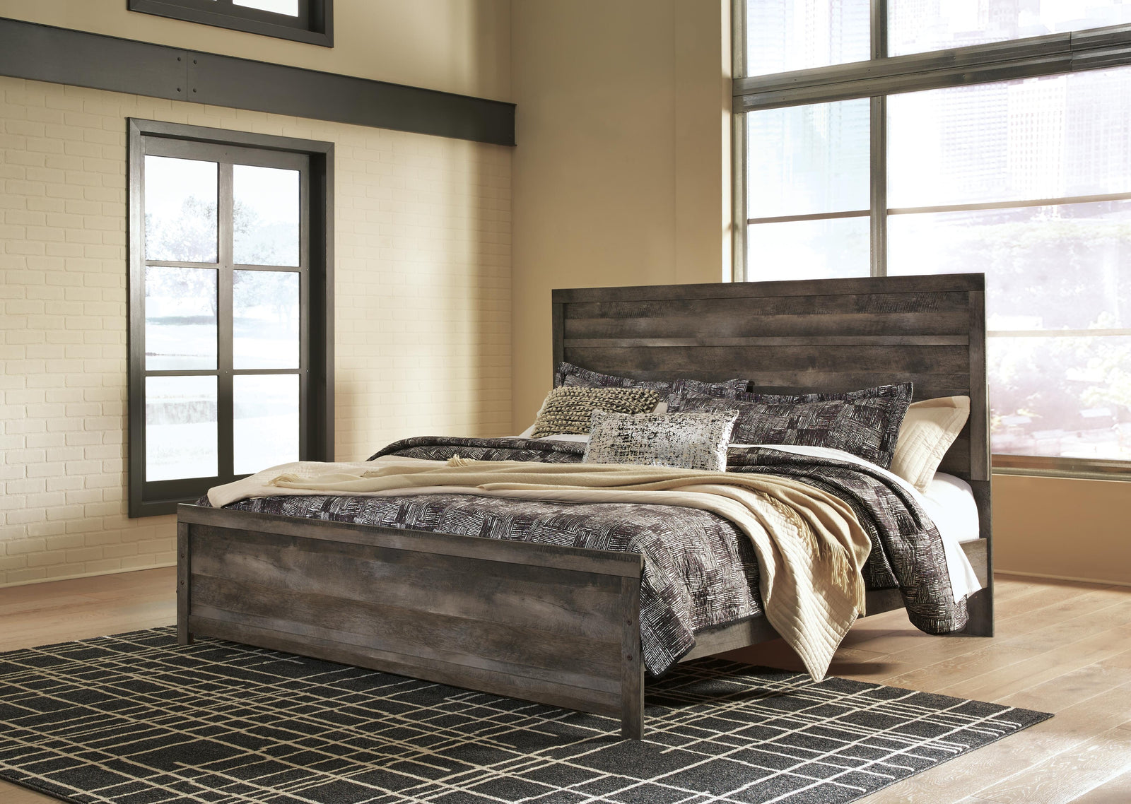 Wynnlow Panel Bed and 2 Nightstands - Gray (B440-SI) - Image 4