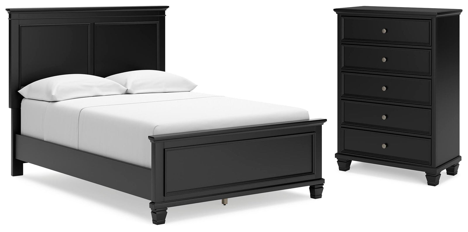 Lanolee Panel Bed and Chest - Black (B687-SI)