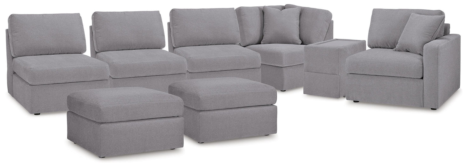 Modmax 6-Piece Sectional and 2 Ottomans (92104-SI)