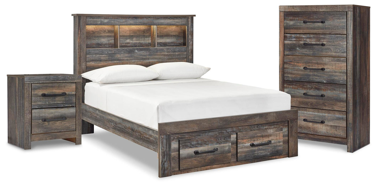 Drystan Bookcase Storage Bed, Chest and Nightstand (B211-SI)