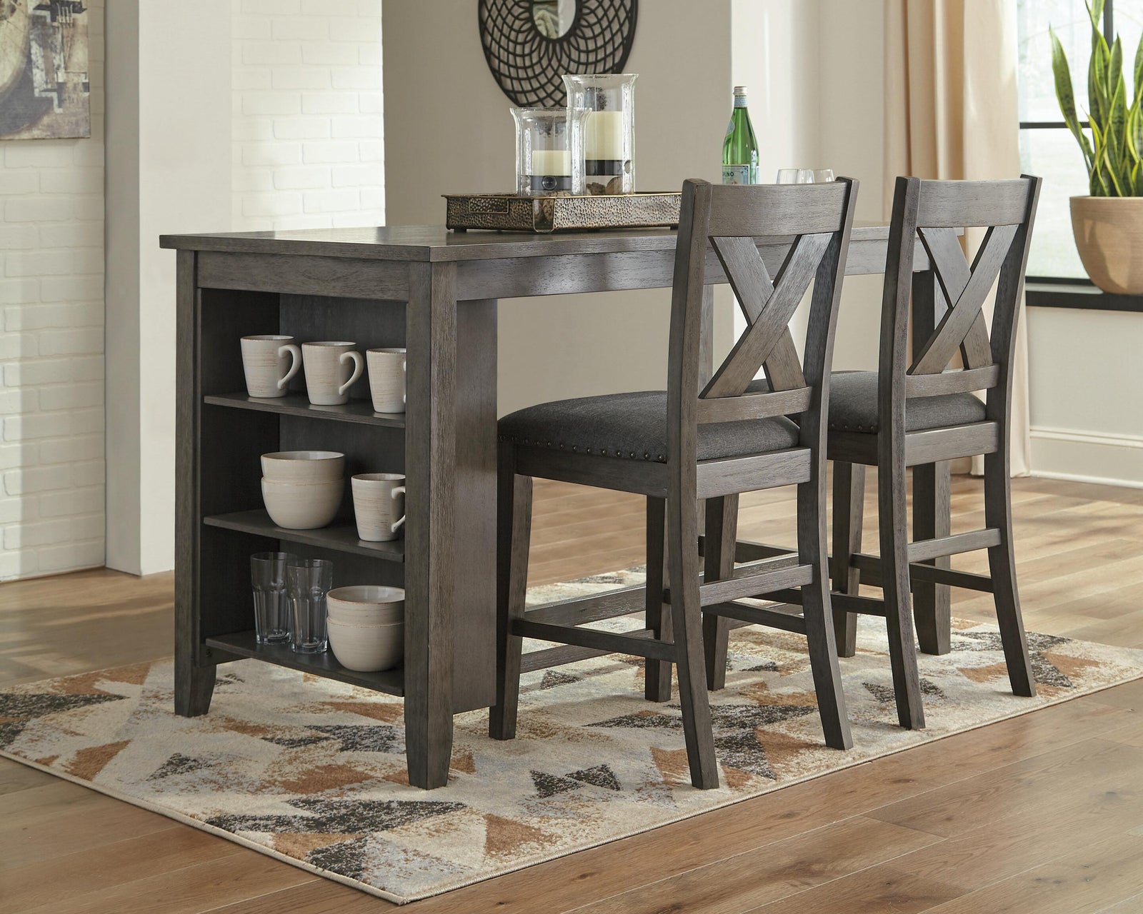 Caitbrook Counter Height Dining Table and 2 Barstools (D388-SI) - Image 2