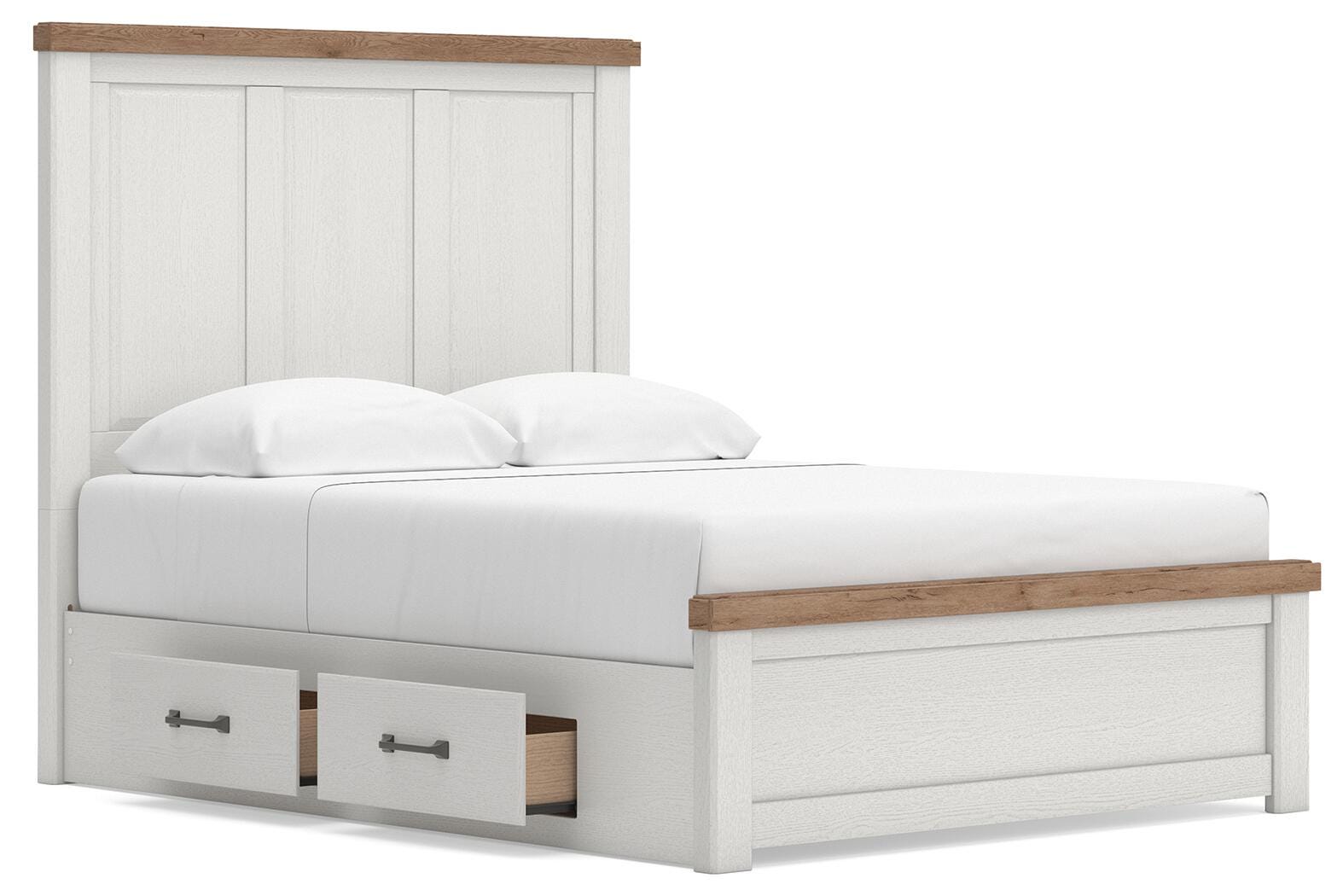 Savonport Panel Bed with Storage - White/Brown (B4615-SI) - Image 3