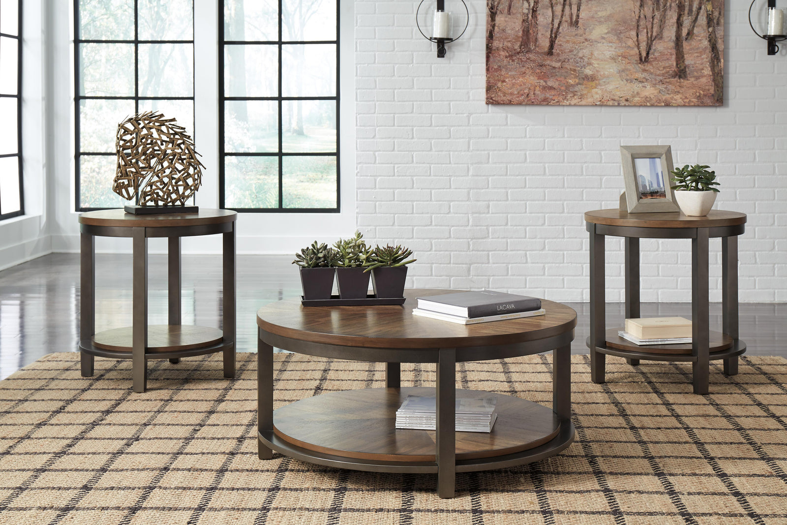 Roybeck Table (Set of 3) - Light Brown/Bronze (T411-SI) - Image 2