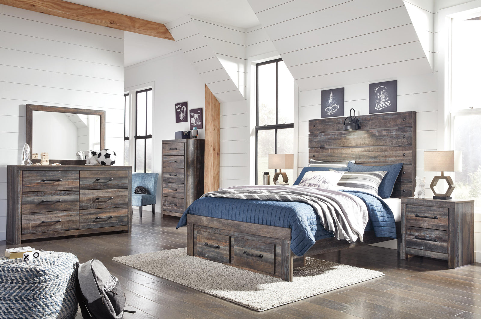 Drystan Panel Bed with 2 Storage Drawers (Youth) - Multi (B211-SI) - Image 4