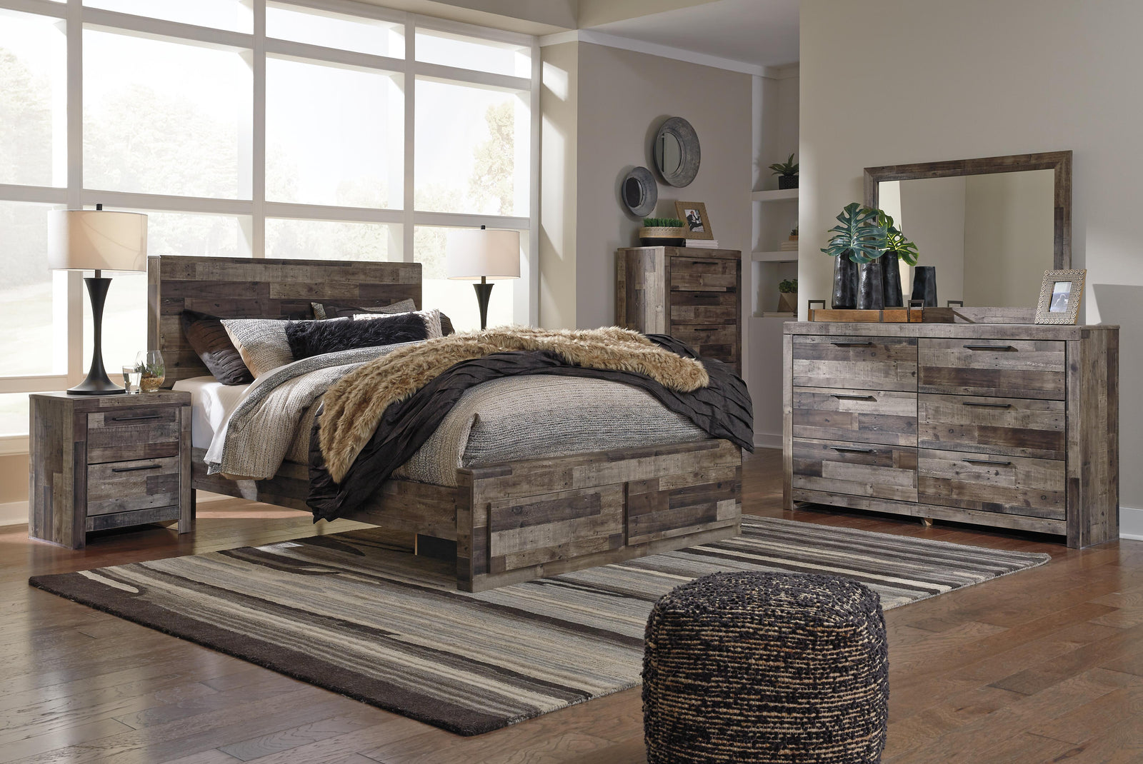 Derekson Panel Bed with 2 Storage Drawers - Multi Gray (B200-SI) - Image 6