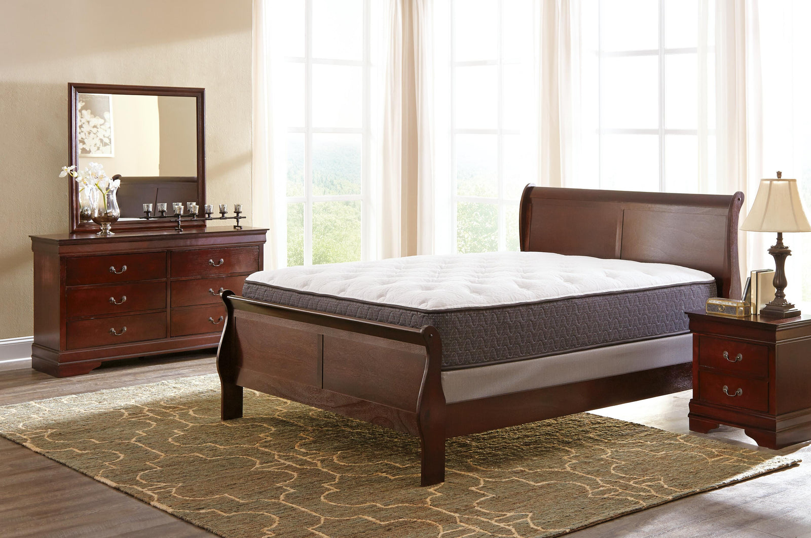 Alisdair Sleigh Bed, Dresser, Mirror and Nightstand - Reddish Brown (B376-SI) - Image 8