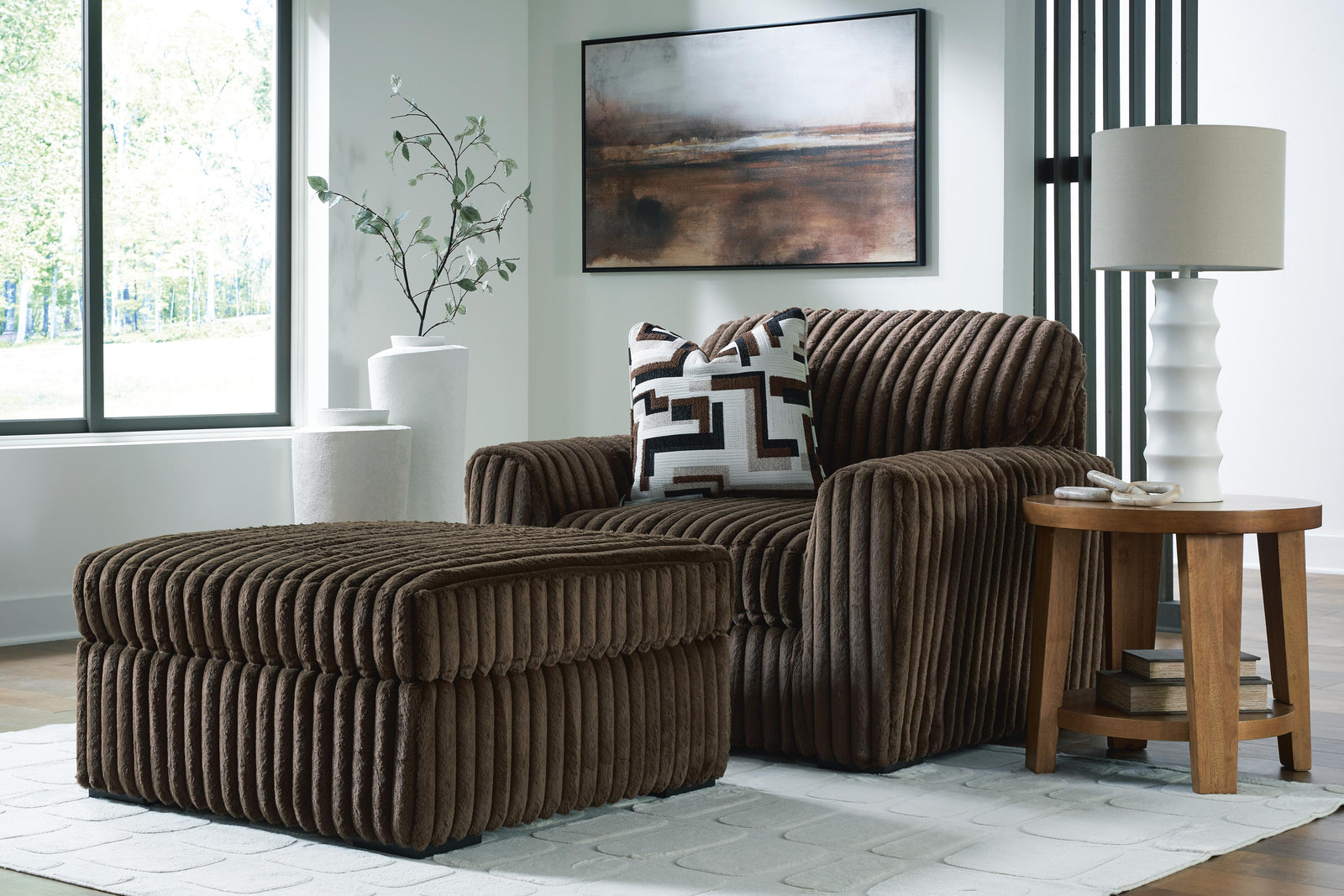 Midnight-Madness Oversized Chair and Ottoman (98104-SI) - Image 2