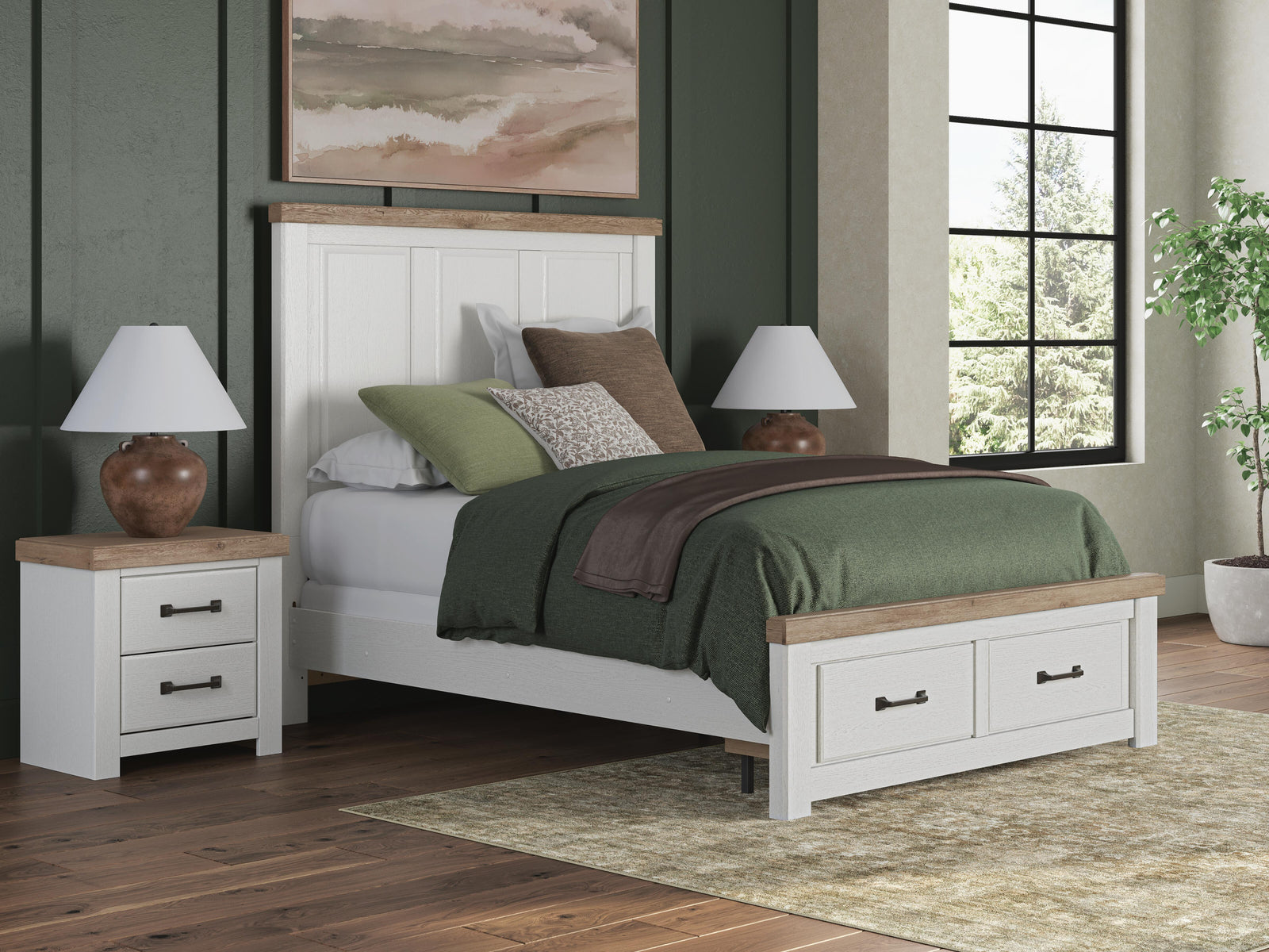 Savonport Panel Storage Bed - White/Brown (B4615-SI) - Image 9