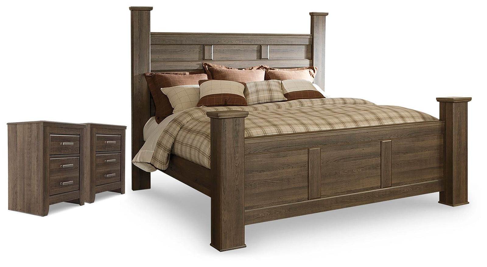 Juararo Poster Bed and 2 Nightstands (B251-SI)