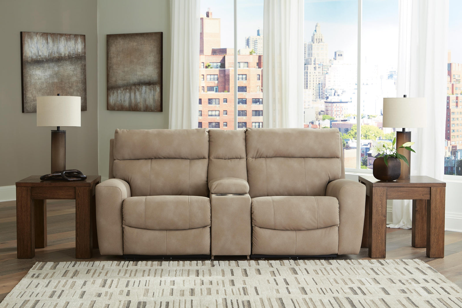 Next-Gen Durapella 3-Piece Power Reclining Sectional Loveseat with Console (61004-SI) - Image 2
