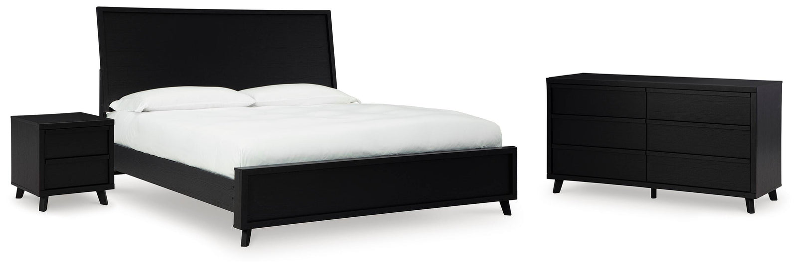 Danziar Panel Bed, Dresser and Nightstand - Black (B1013-SI)