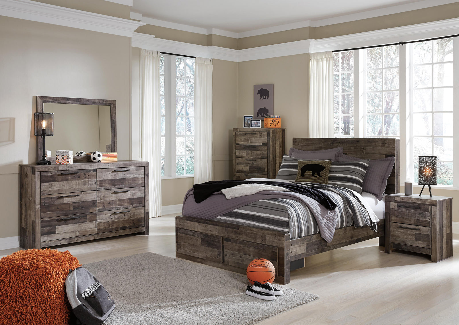 Derekson Panel Bed (Youth) - Multi Gray (B200-SI) - Image 5