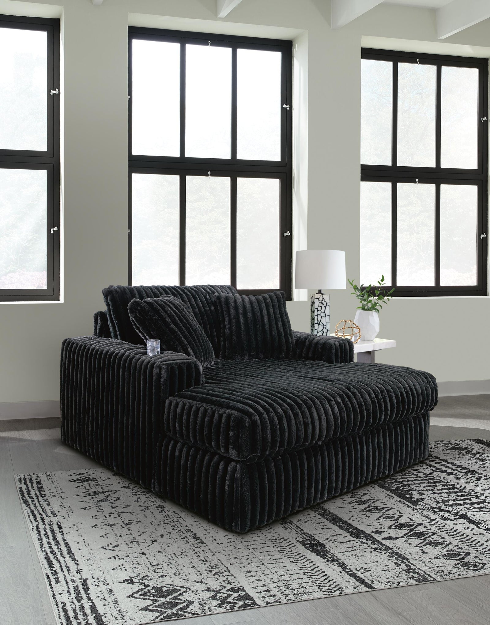 Midnight-Madness 3-Piece Sectional, Chaise and Oversized Accent Ottoman (98103-SI) - Image 22