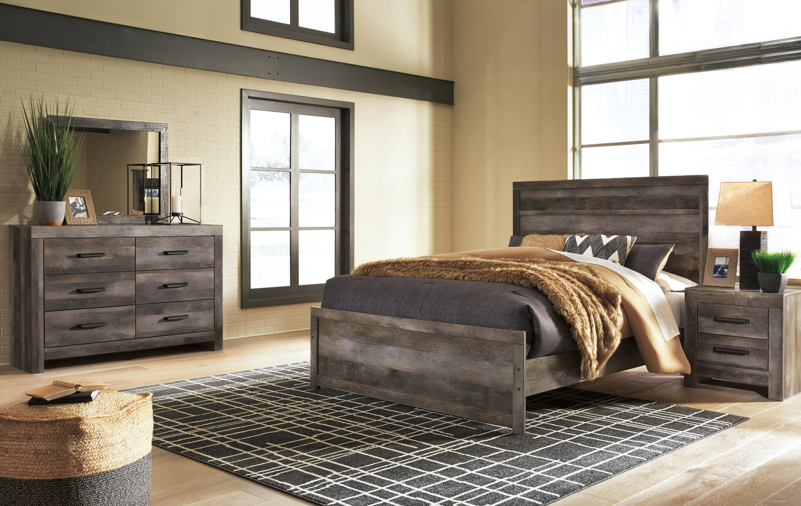 Wynnlow Panel Bed, Dresser, Mirror, and Nightstand - Gray (B440-SI) - Image 8
