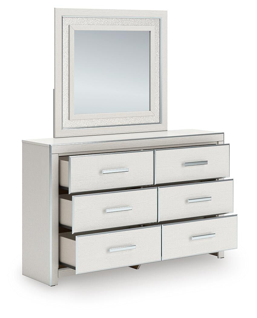 Zuraleus Queen Upholstered Platform Bed, Dresser, Mirror and Nightstand (PCB3381-SI) - Image 4