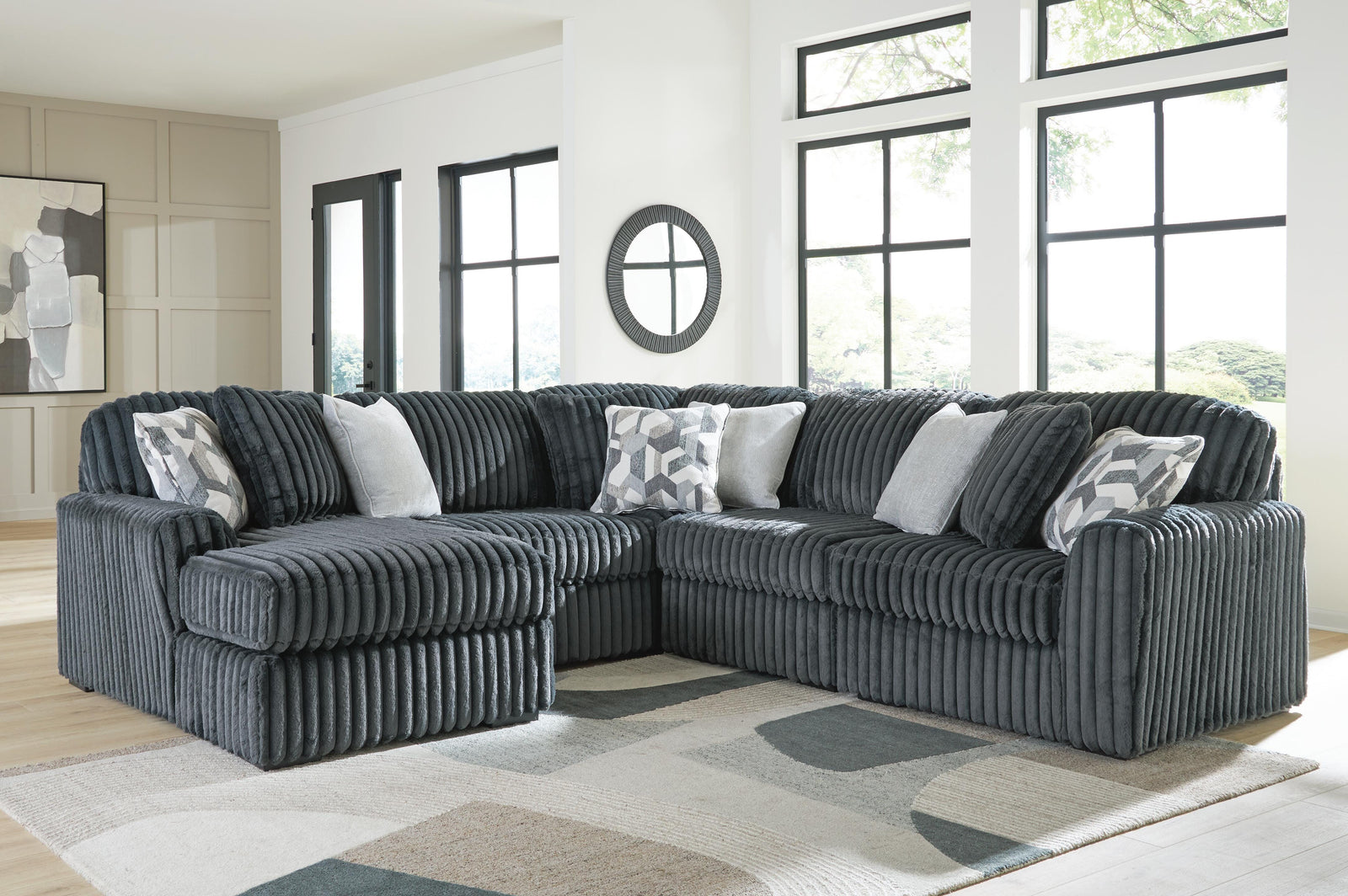 Midnight-Madness 5-Piece Sectional with Chaise (98105-SI) - Image 2
