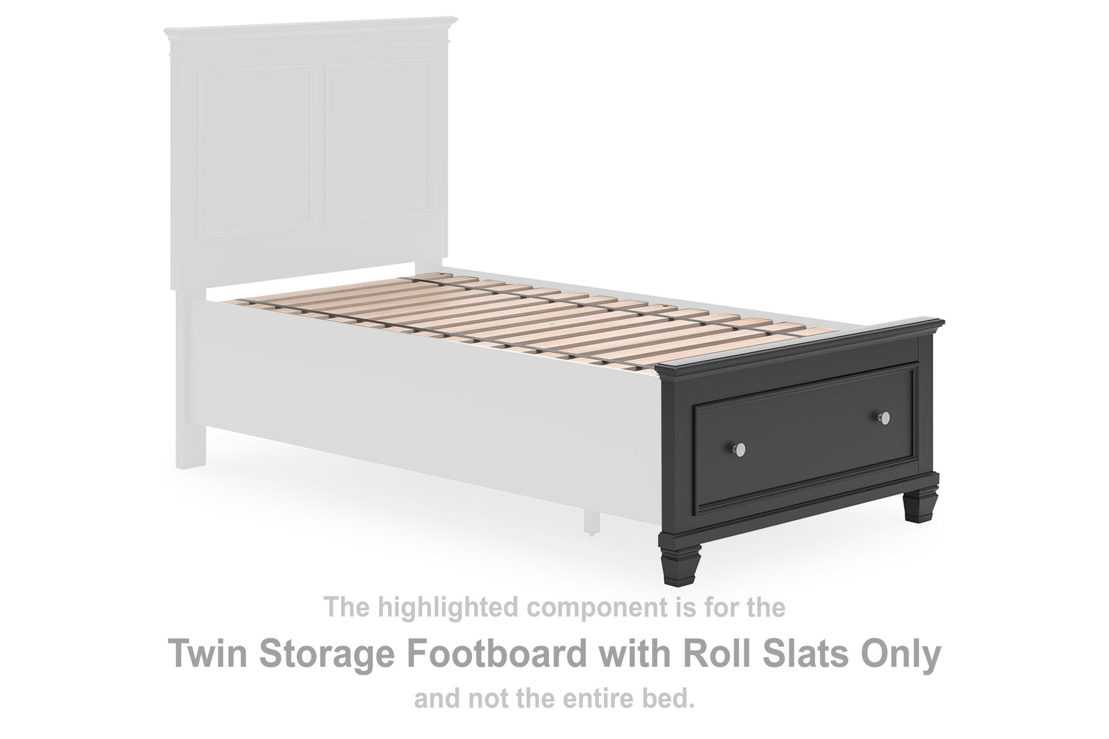 Lanolee Storage Footboard with Roll Slats (Youth) - Black (B687-SI) - Image 2
