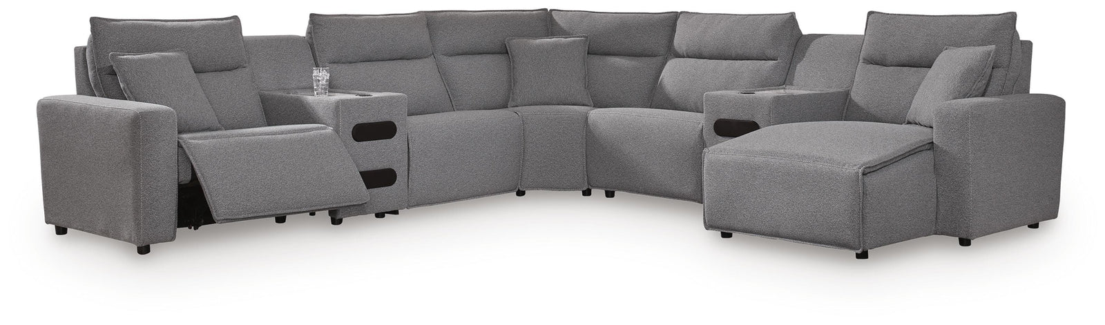 Modmax II 7-Piece Power Reclining Sectional with Chaise and Audio Consoles (65906-SI)