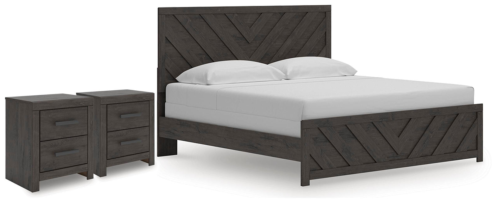 Prendonea Panel Bed and 2 Nightstands (B3789-SI)