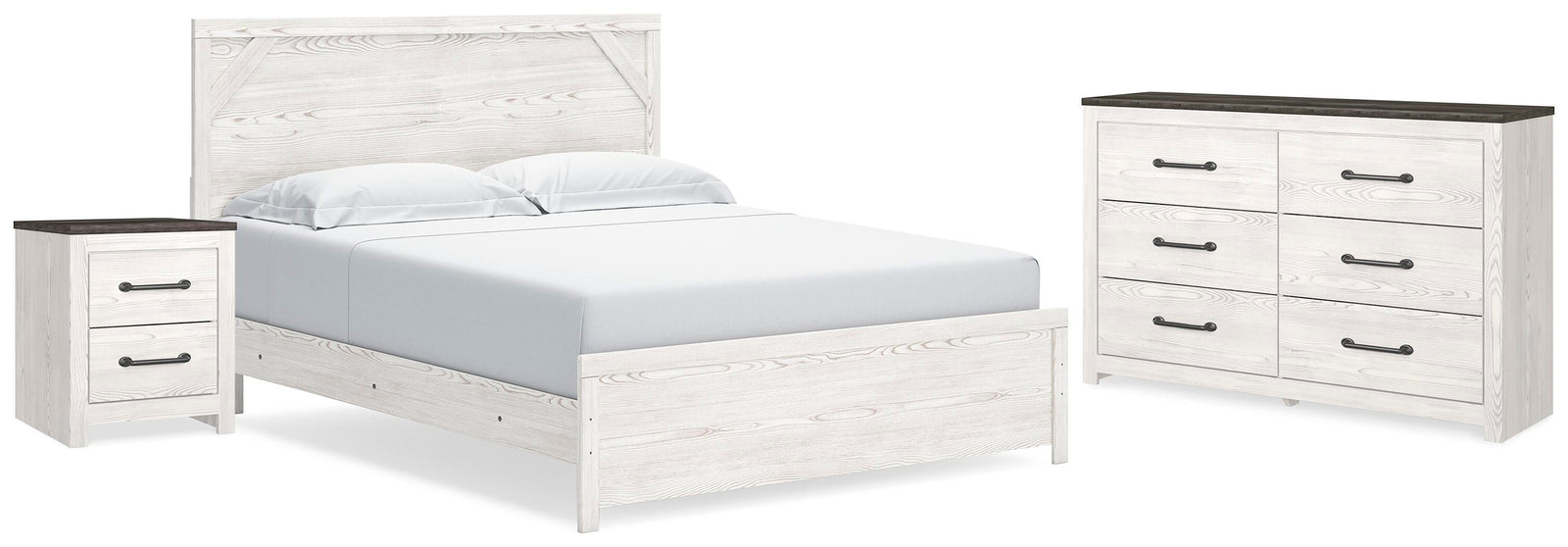 Gerridan Panel Bed, Dresser and Nightstand - White/Gray (B1190-SI)