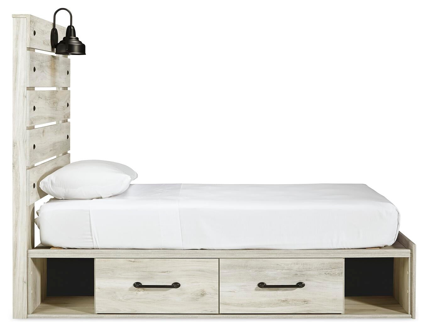 Cambeck Panel Bed with 2 Storage Drawers (Youth) - Whitewash (B192-SI) - Image 4