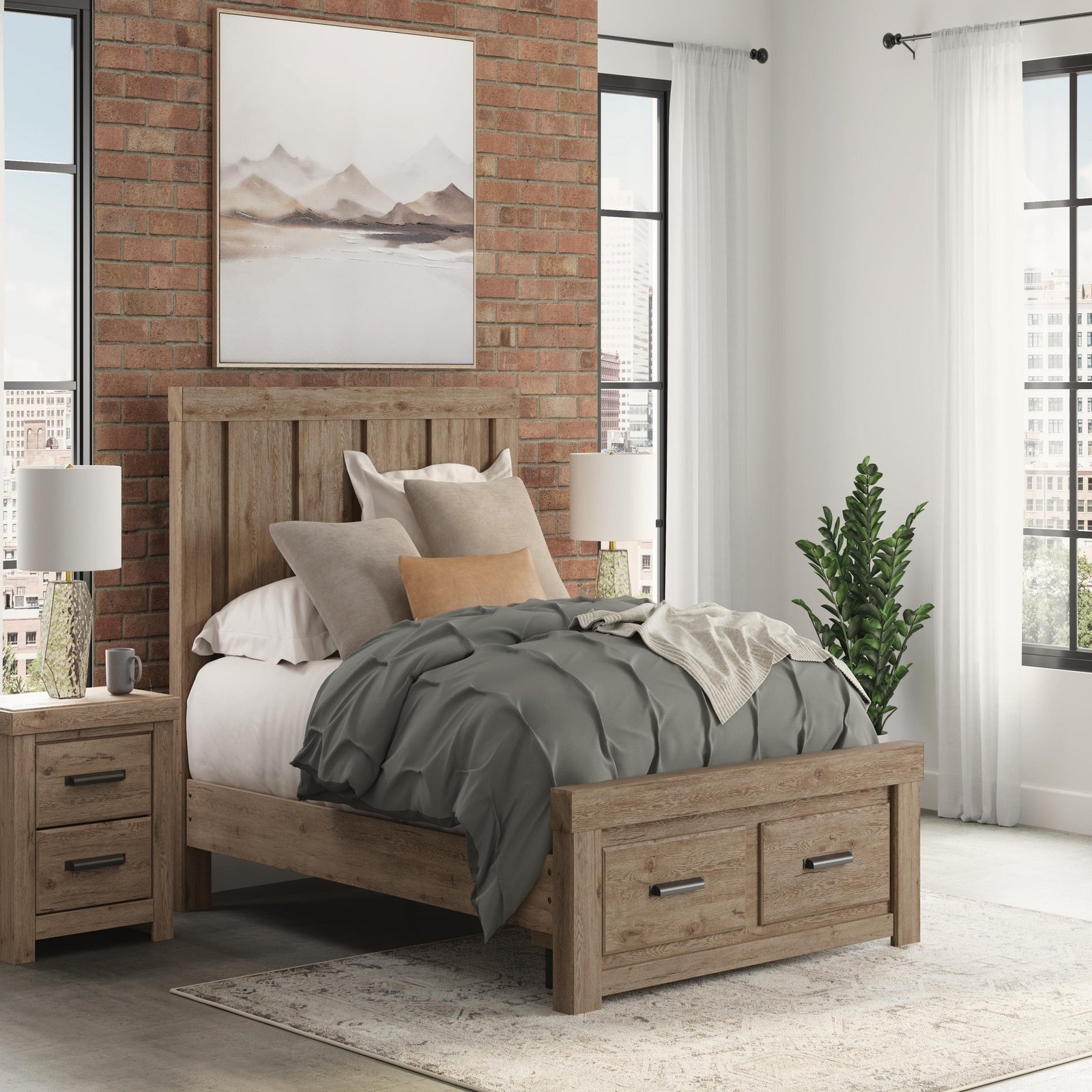 Oliandon Queen Panel Storage Bed (PCB2844-SI) - Image 9
