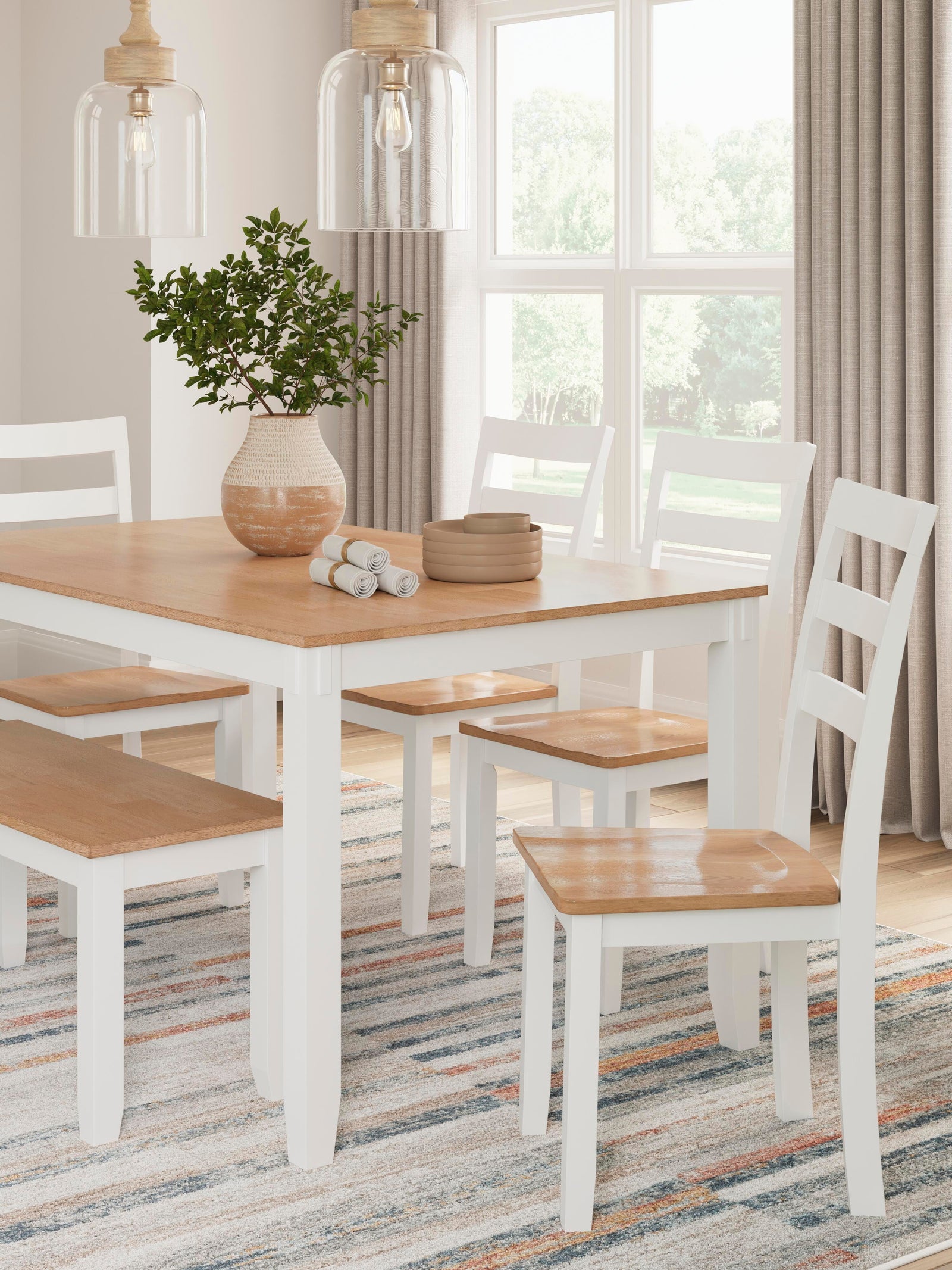 Gesthaven Dining Table with 4 Chairs and Bench (Set of 6) (D398-SI) - Image 7