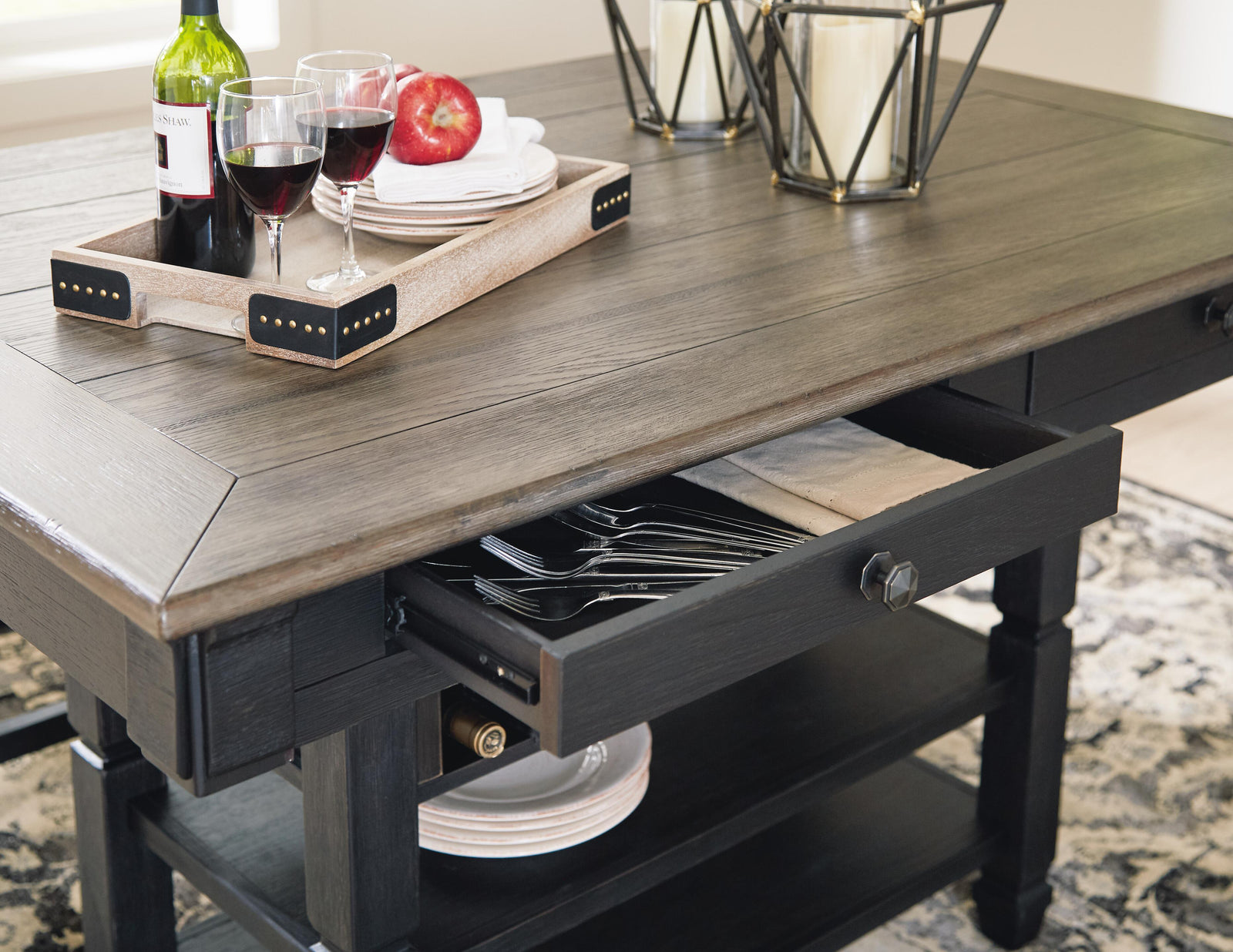 Tyler Creek Counter Height Dining Table and 4 Barstools and Bench (D736-SI) - Image 8