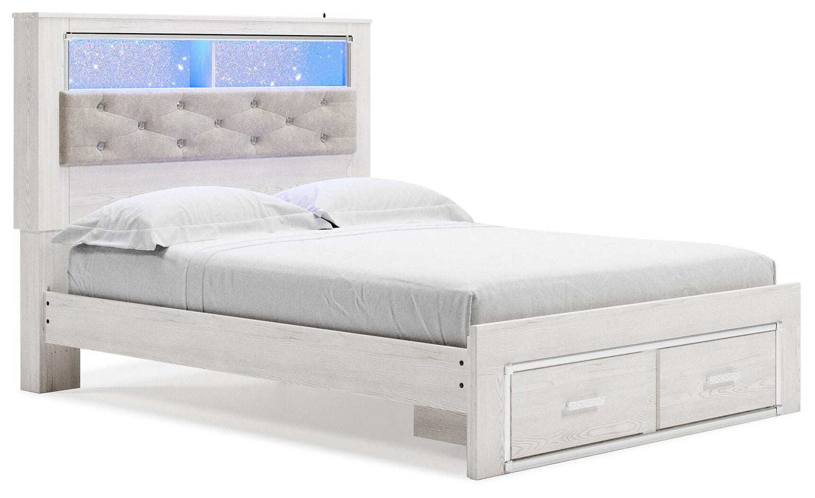 Altyra Upholstered Bookcase Bed with Storage - White (B2640-SI)
