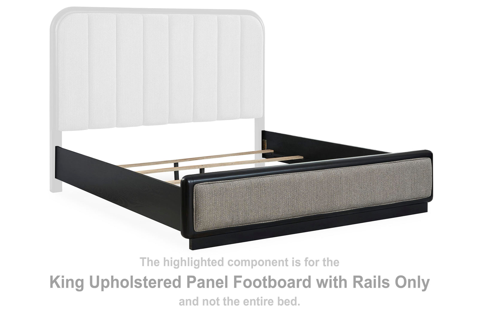 Rowanbeck Upholstered Panel Footboard with Rails - Gray/Black (B821-SI) - Image 3