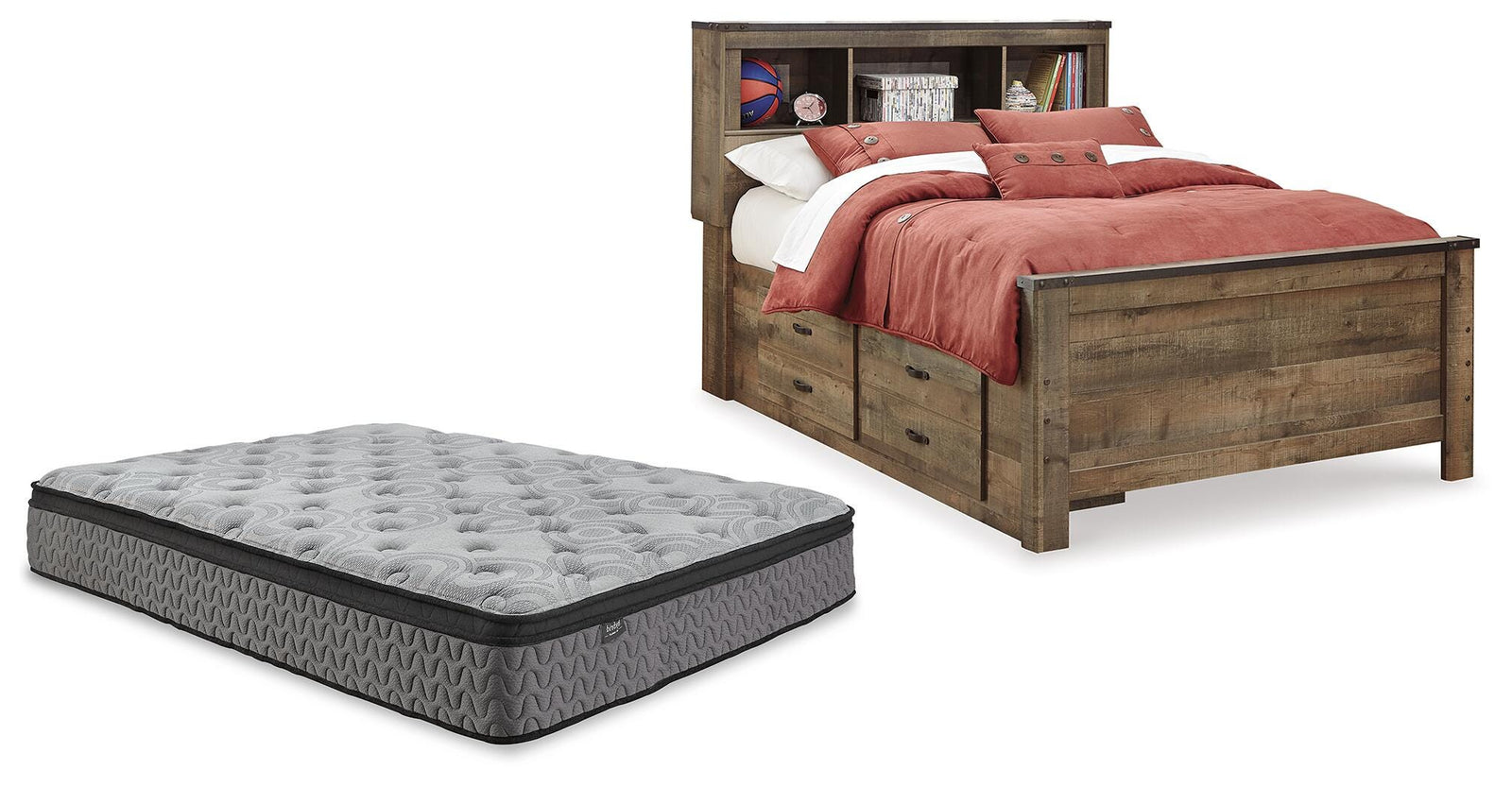 Trinell Bookcase Bed with Mattress (B446-SI)