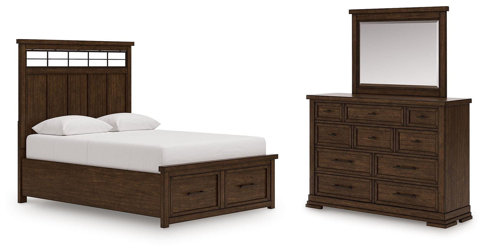 Taffenbrook Panel Storage Bed, Dresser and Mirror (B849-SI)