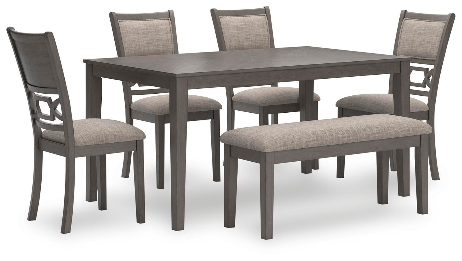 Wrenning Dining Table and 4 Chairs and Bench (Set of 6) (D425-SI)