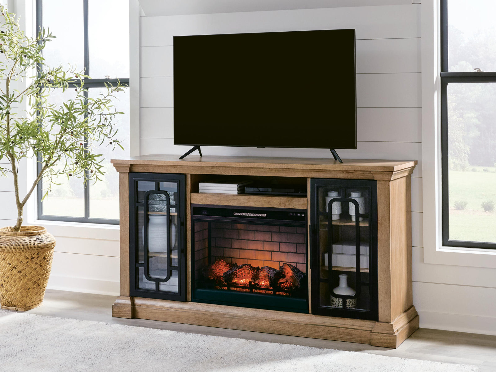 Wittenmyer 72 TV Stand with Electric Fireplace (W794-SI) - Image 2