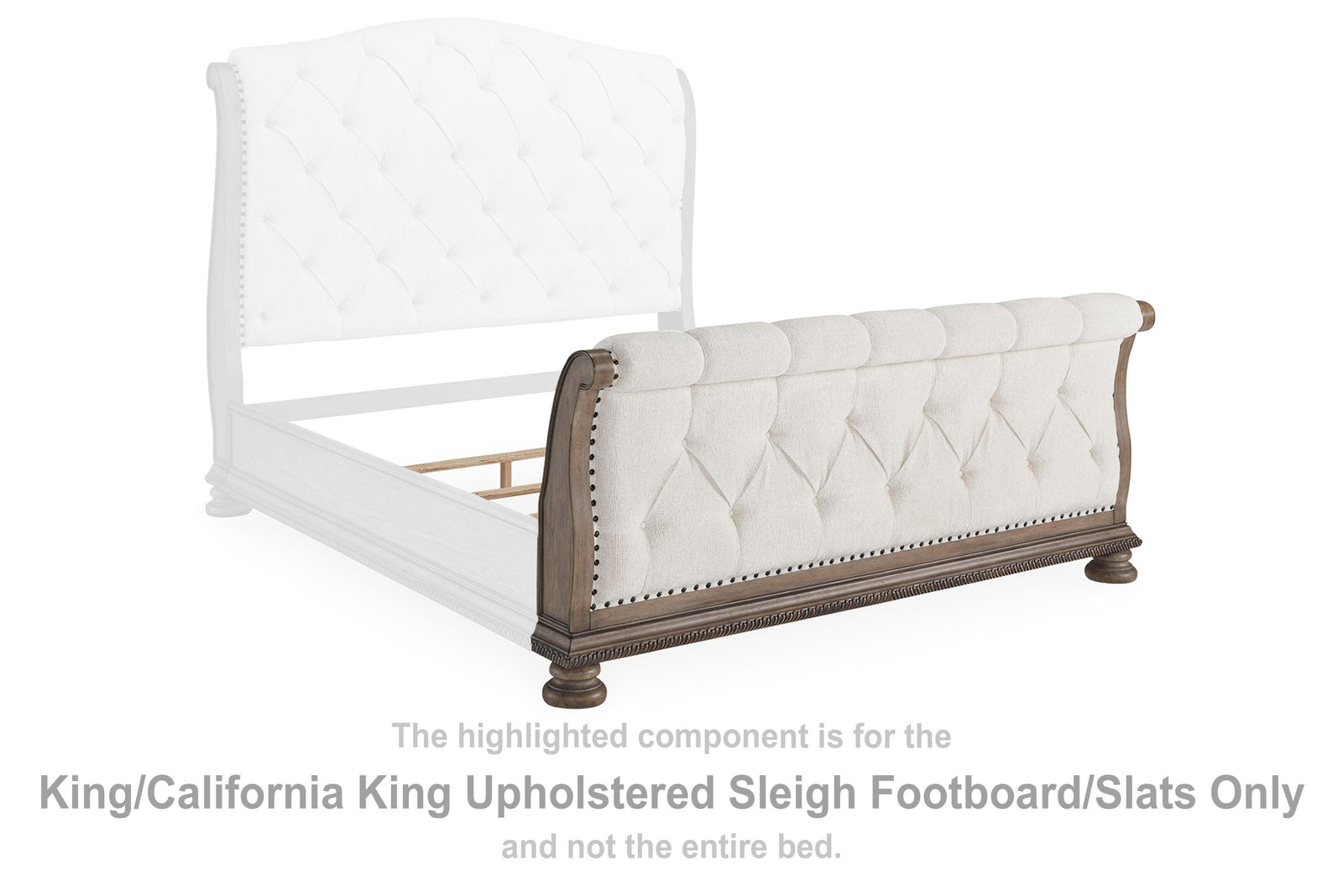 Ardenfield Upholstered Sleigh Footboard/Slats - Light Brown (B944-SI) - Image 2