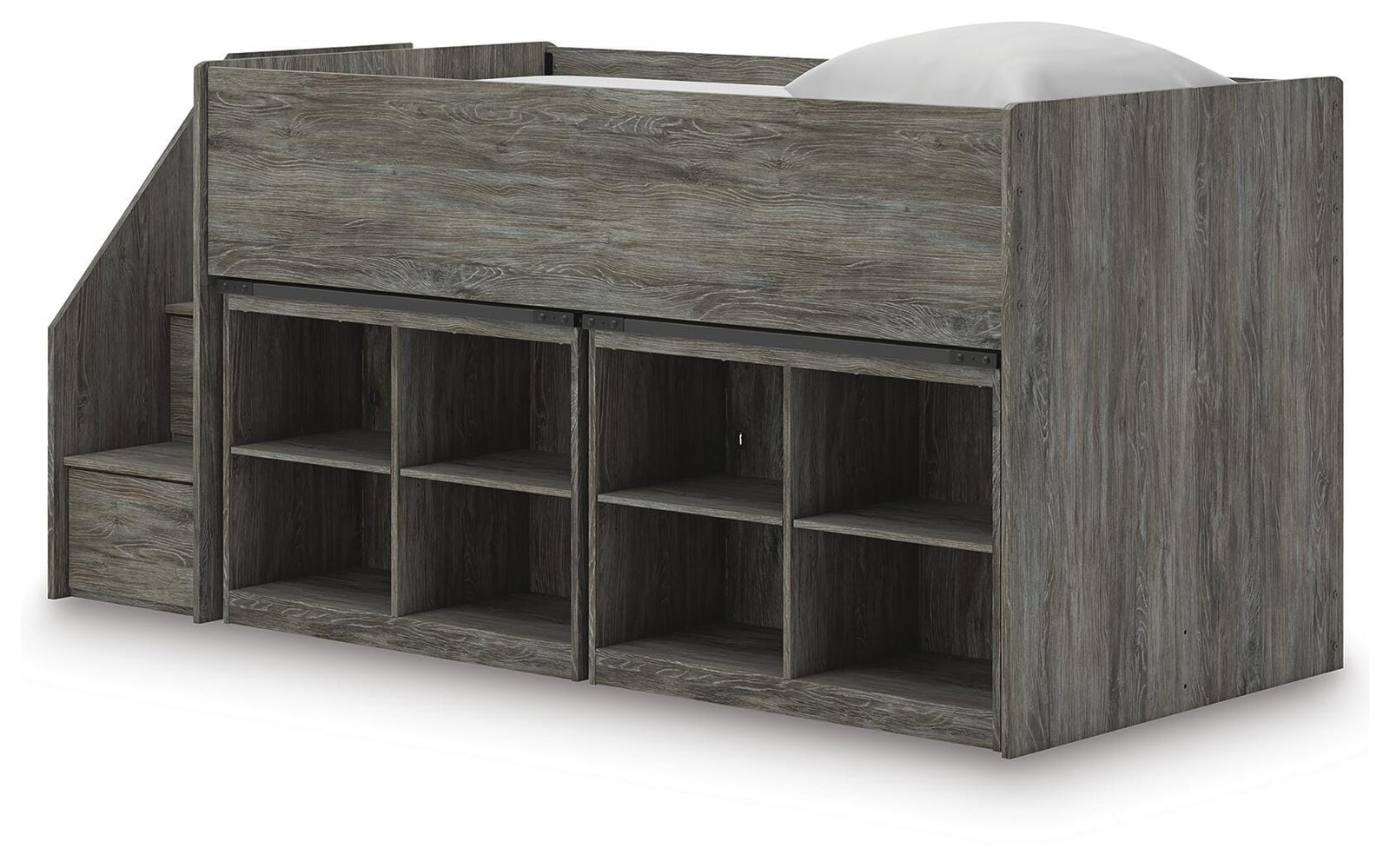 Frandern Loft Bed with Bookcase Storage (Youth) - Warm Gray (B4480-SI) - Image 2