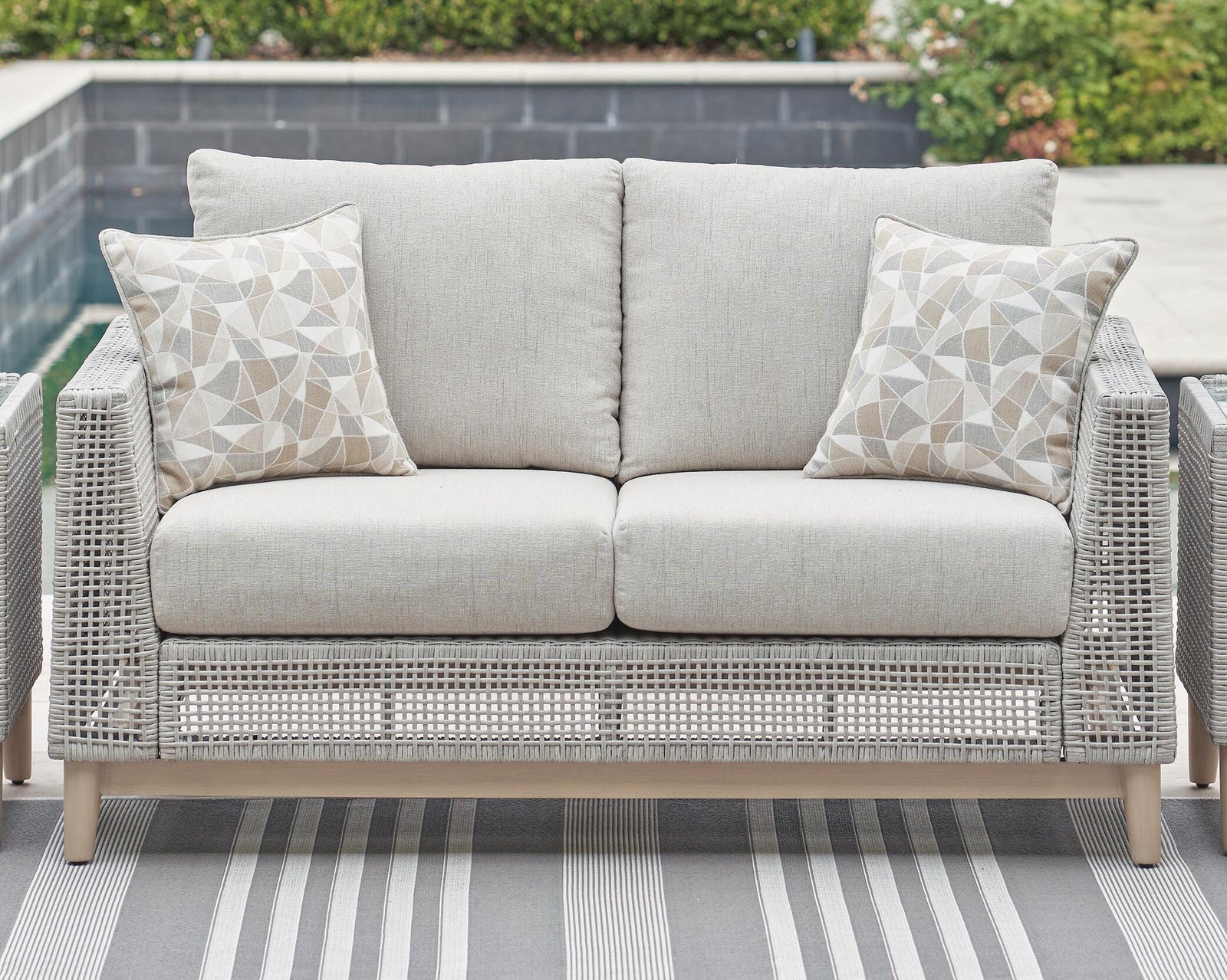Seton Creek Outdoor Loveseat with Cushion (P798-SI) - Image 14
