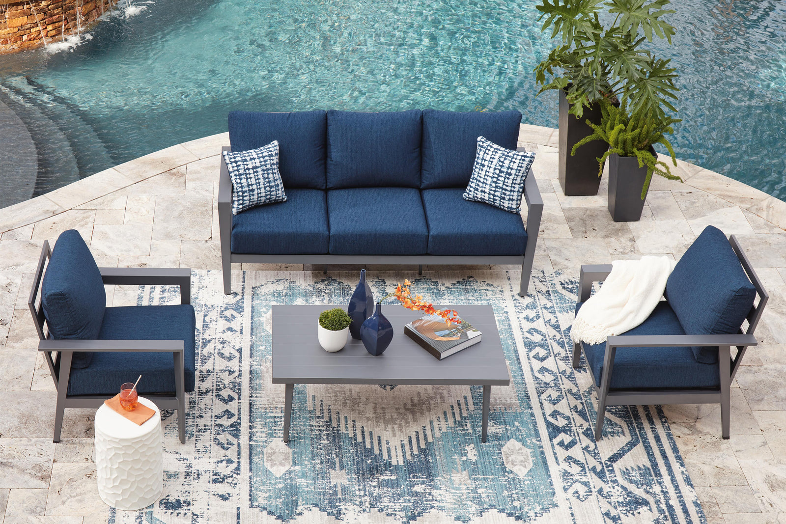 Gali Outdoor Sofa/Chairs/Table Set (Set of 4) (P275-SI) - Image 12
