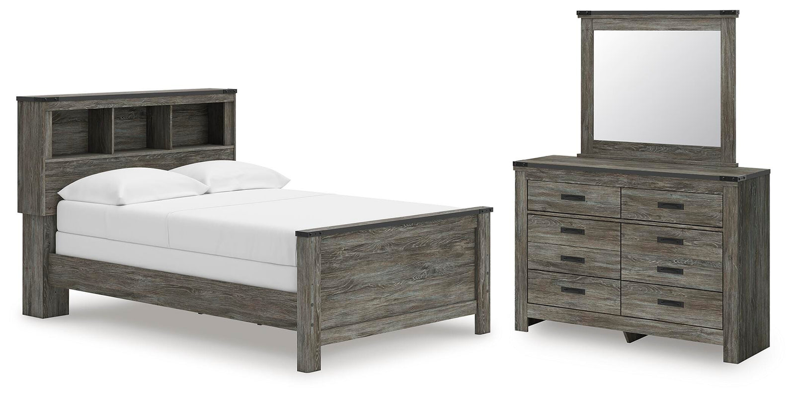 Frandern Bookcase Bed, Dresser and Mirror (B4480-SI)