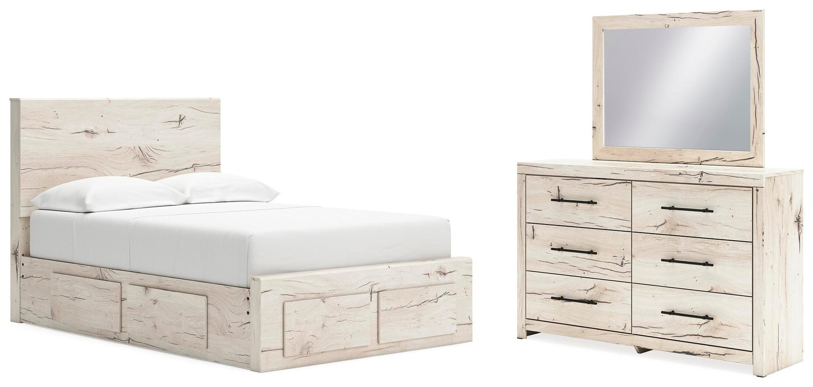 Lawroy Panel Storage Bed, Dresser and Mirror - Light Natural (B2310-SI)