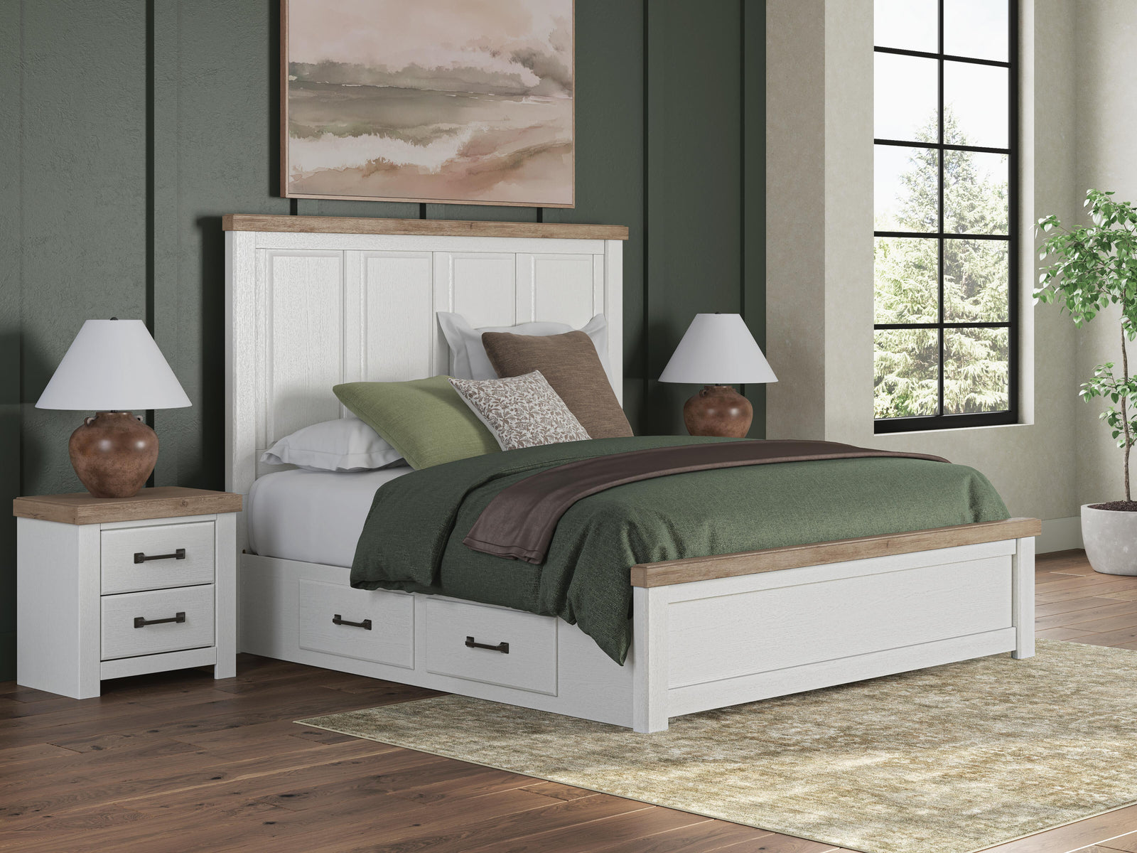 Savonport Panel Bed with Storage - White/Brown (B4615-SI) - Image 9