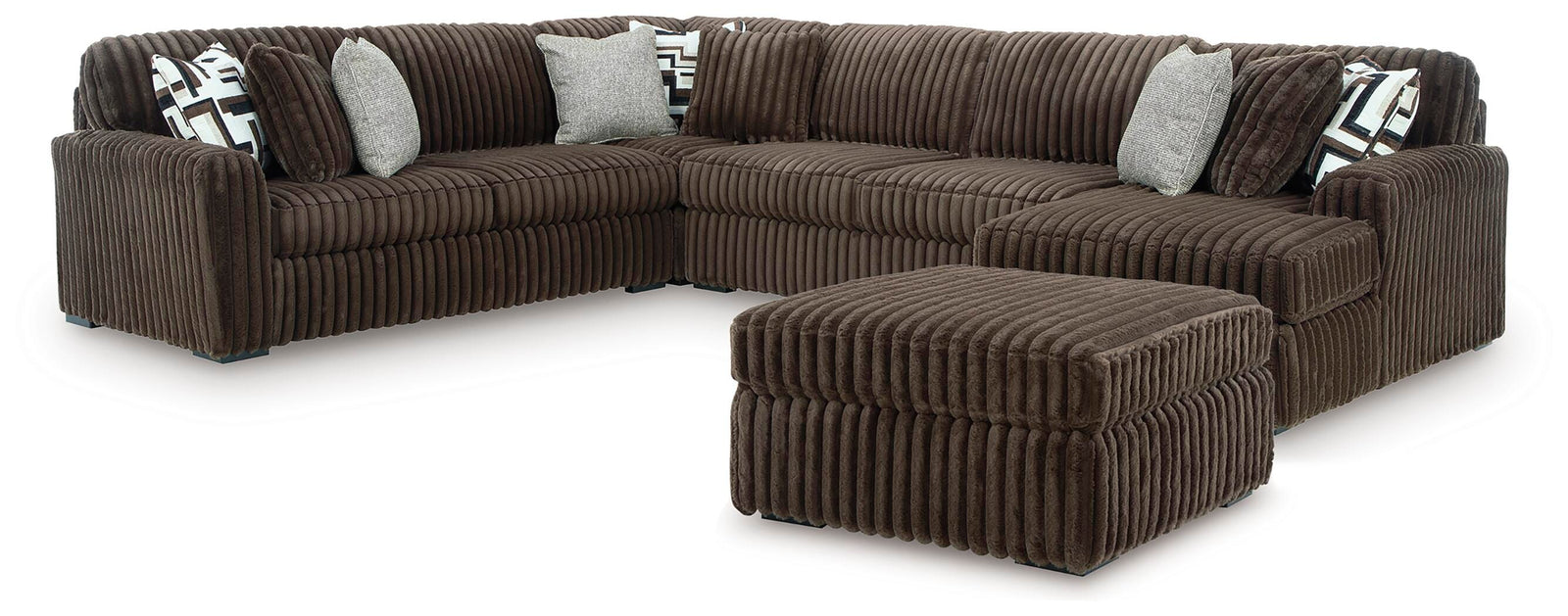 Midnight-Madness 4-Piece Sectional and Oversized Accent Ottoman (98104-SI)
