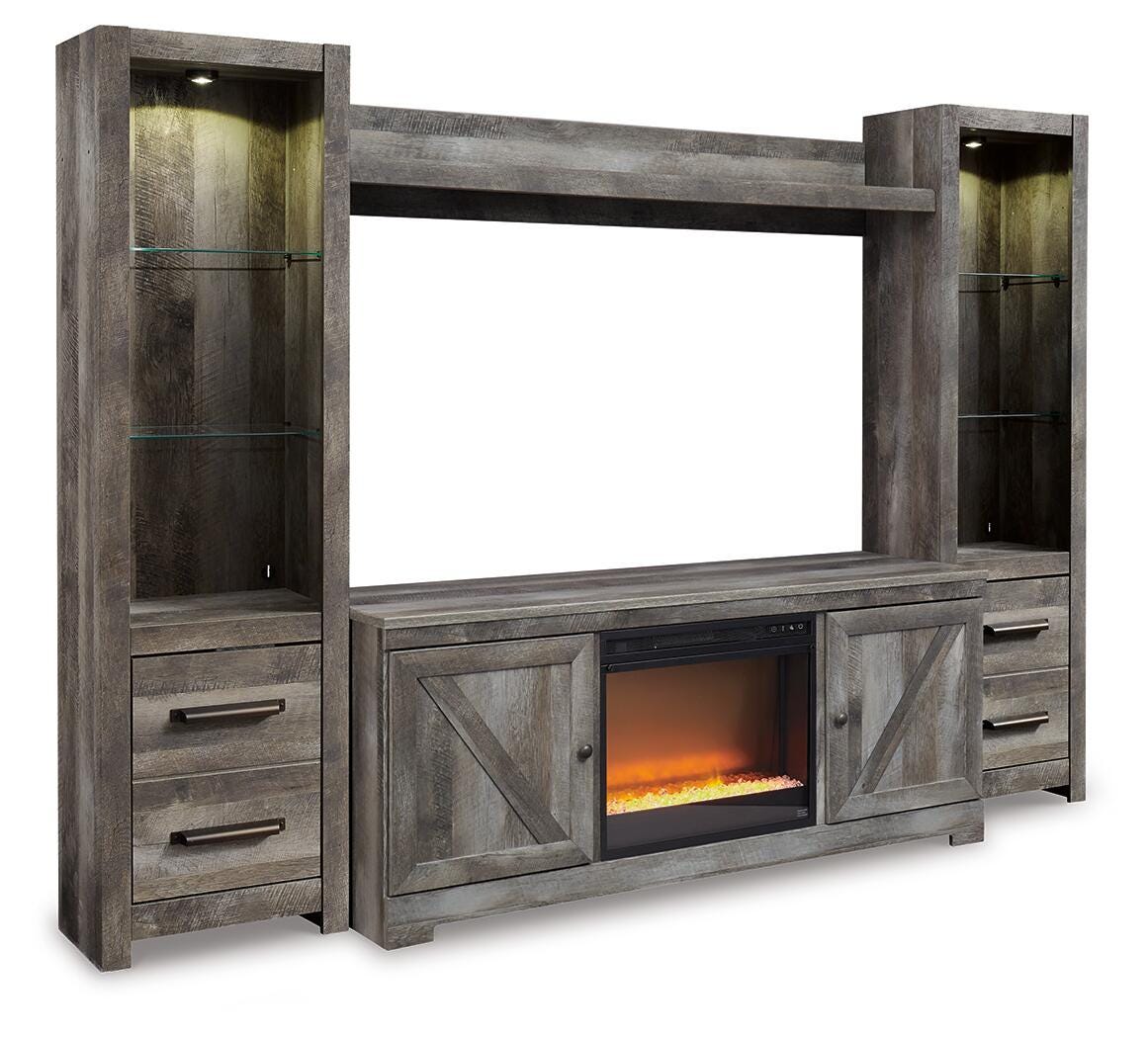Wynnlow 4-Piece Entertainment Center with Electric Fireplace (W440-SI)