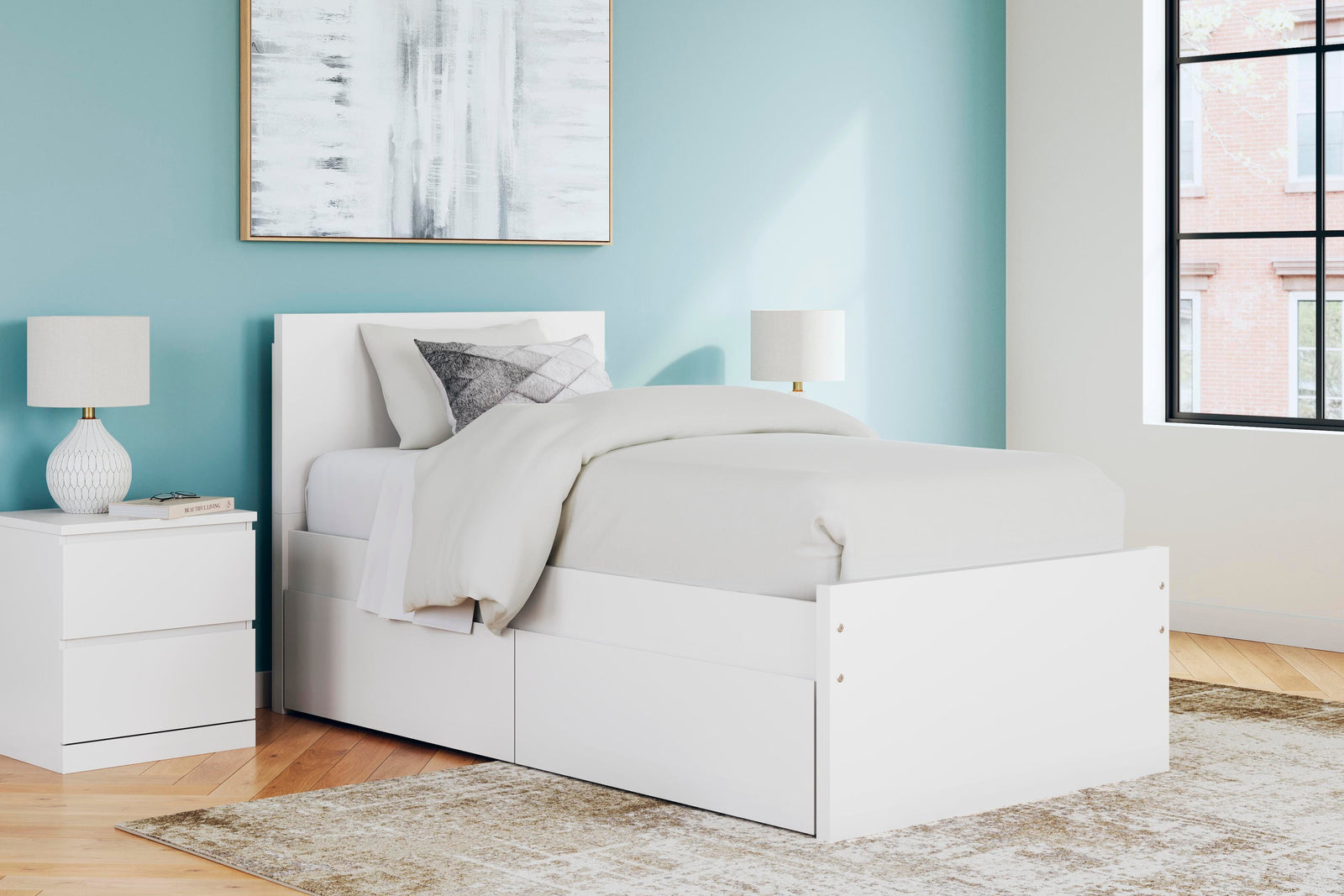 Onita Panel Platform Bed with 1 Side Storage (Youth) - White (EB9630-SI) - Image 9