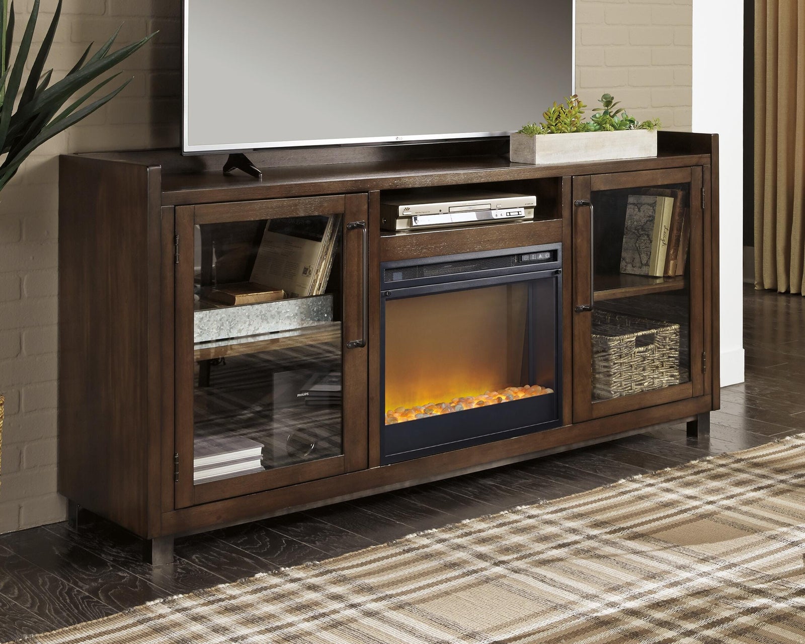 Starmore 70 TV Stand with Electric Fireplace (W633-SI) - Image 2