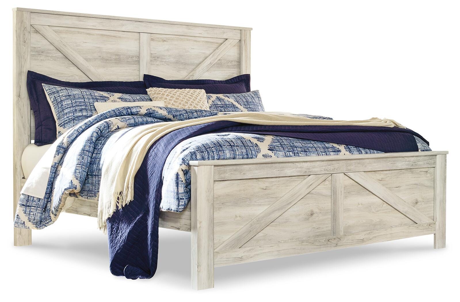 Bellaby Crossbuck Panel Bed - Whitewash (B331-SI)